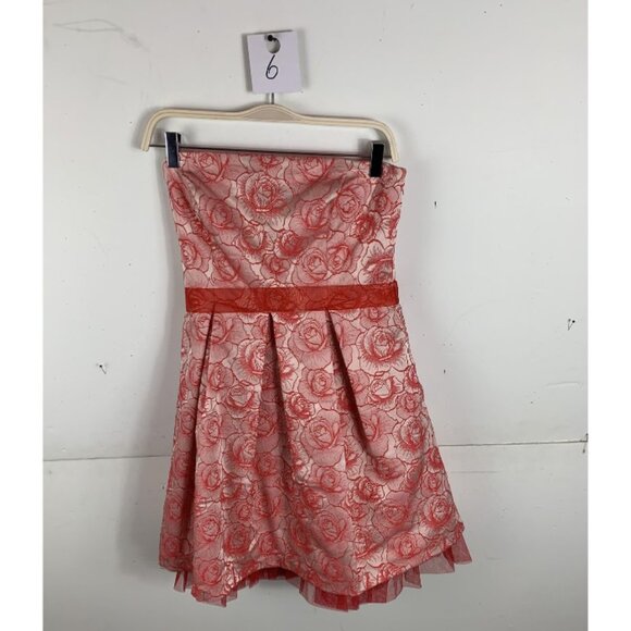 Anthropologie Eva Franco Floral Red Sleeveless Mini Prom Dress - Picture 1 of 2